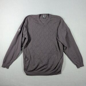 Adidas Sweater Men's XL Gray V Neck Long Sleeve Performance Lombardi Classic